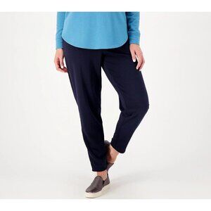 AnyBody Fur Fleece Pull-On Straight Leg Pants Navy,4X